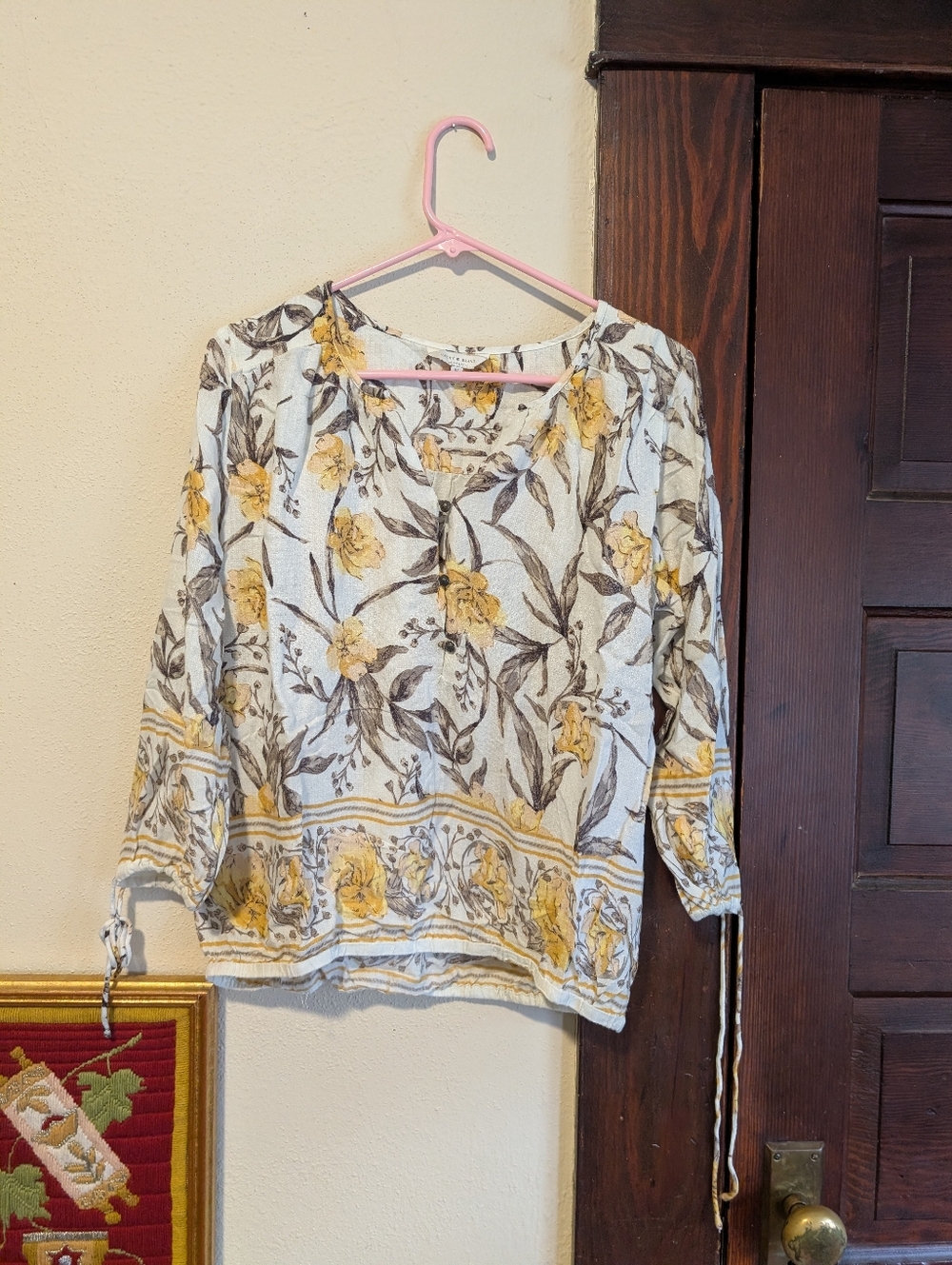 Lucky‎ Brand Floral VNeck 3/4 Sleeves